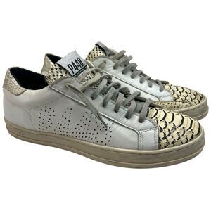 P448 Women's John Perforated Leather & Snake Print Lace Up Sneakers Size 39